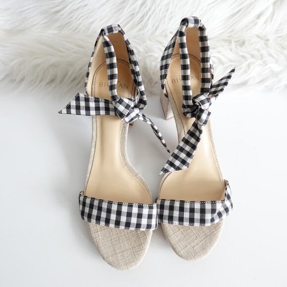 Alexandre Birman Clarita 60 Gingham Plaid Canvas Tie Open Toe Sandal Block Heels - Picture 3 of 12